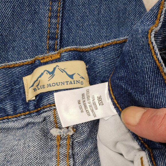 Blue Mountain Blue Jean Carpenter Pants Med Wash Size 36 X 32 Wide Leg Utility - Picture 3 of 7